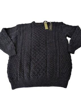 Rue Saint Patrick Fisherman Sweater Mens Size XXL Blue Irish Wool Chunky Knit